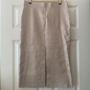 Jones New York Front Slit Midi Skirt Size L Tan Color Straight Cut Fall 2024